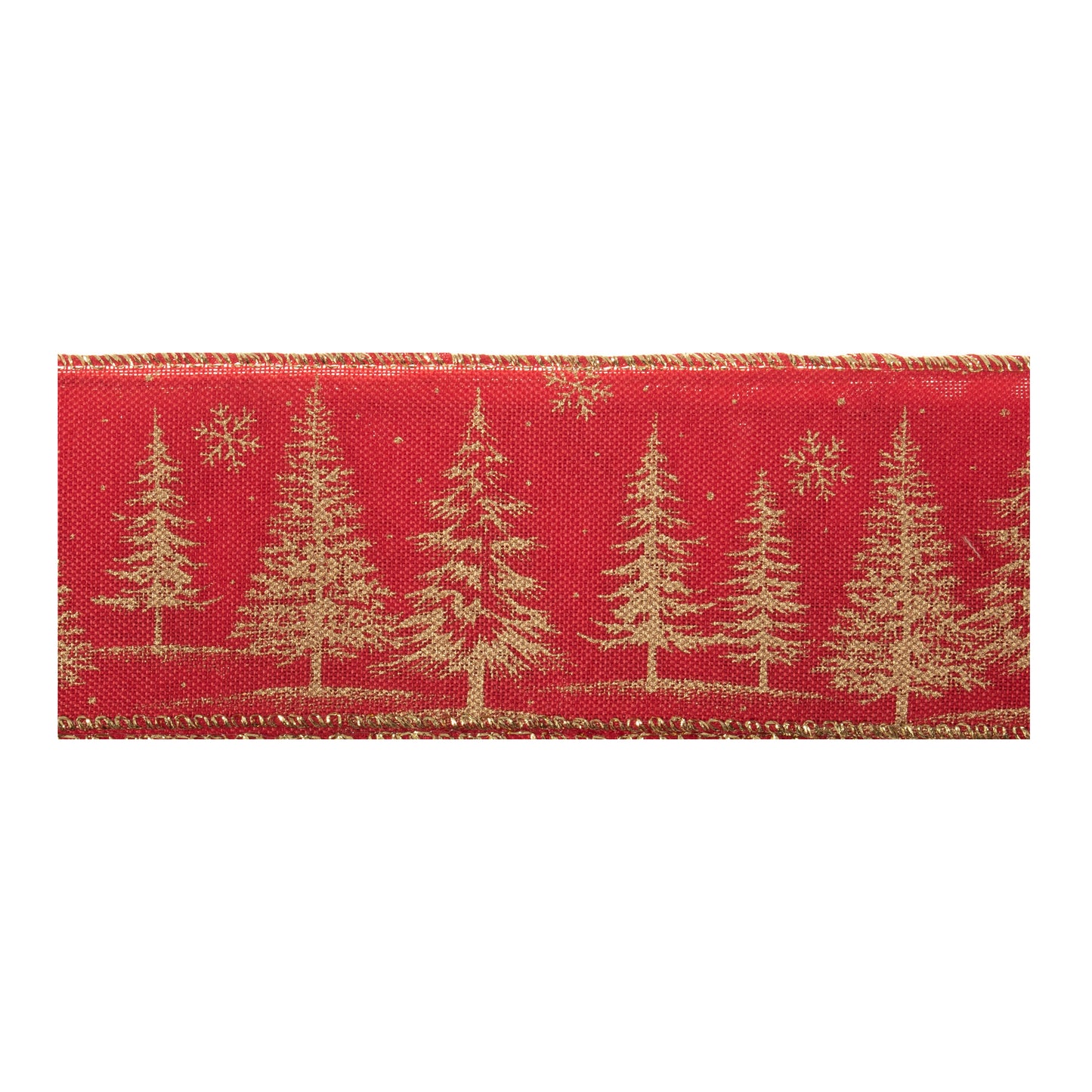 Premium Wire Edge Ribbon: 63mm: Red Trees: 1 Metre
