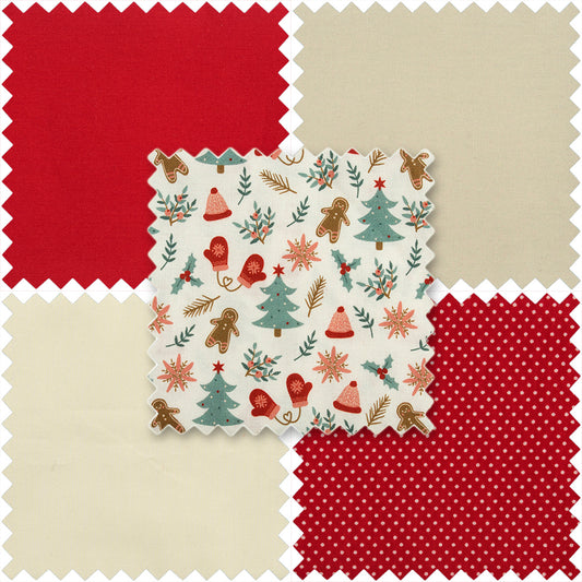 Fat Quarters: Gingerbread: Bundle of 5