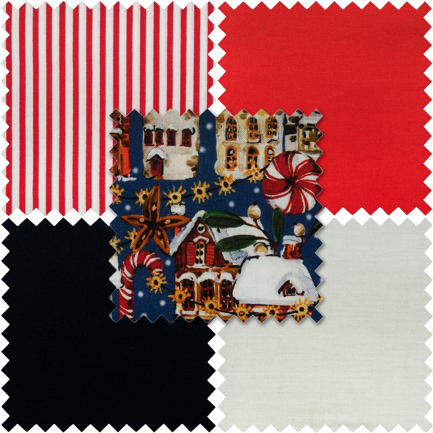 Fat Quarters: Navy Street Scene: Bundle of 5