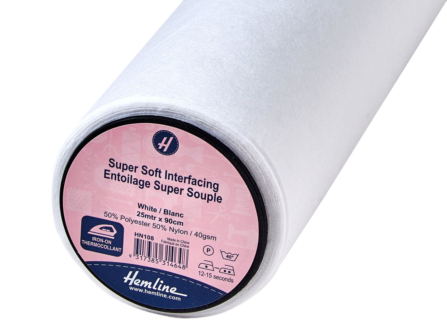 Interfacing: Super-Soft: Iron-on: 90cm: White: 1 metre