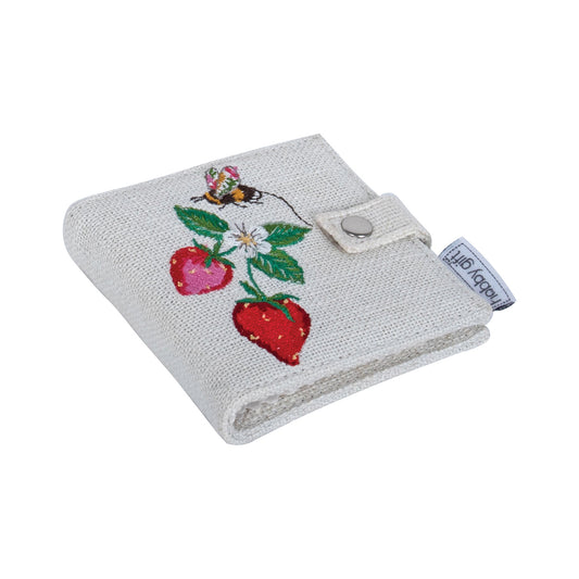 Needle Case & Scissors: Embroidered: Natural Strawberries