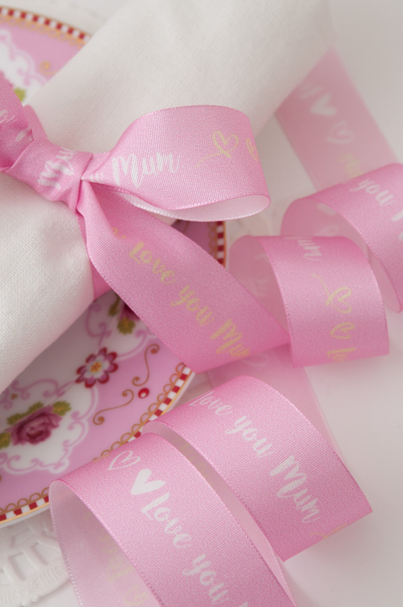 Ribbon: Love You Mum: Pink: 1 Metre