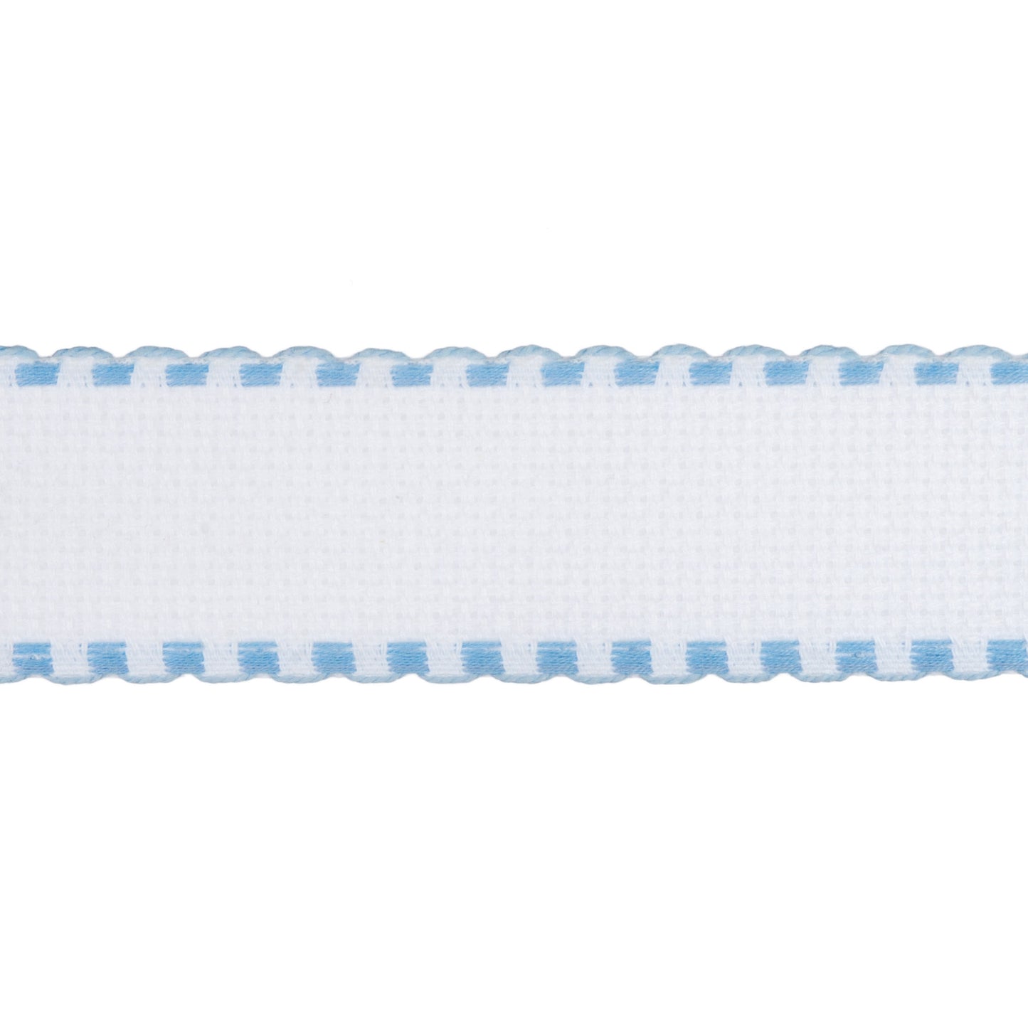 Needlecraft Fabric: Aida Band: 16 Count: White and Sky Blue Edging