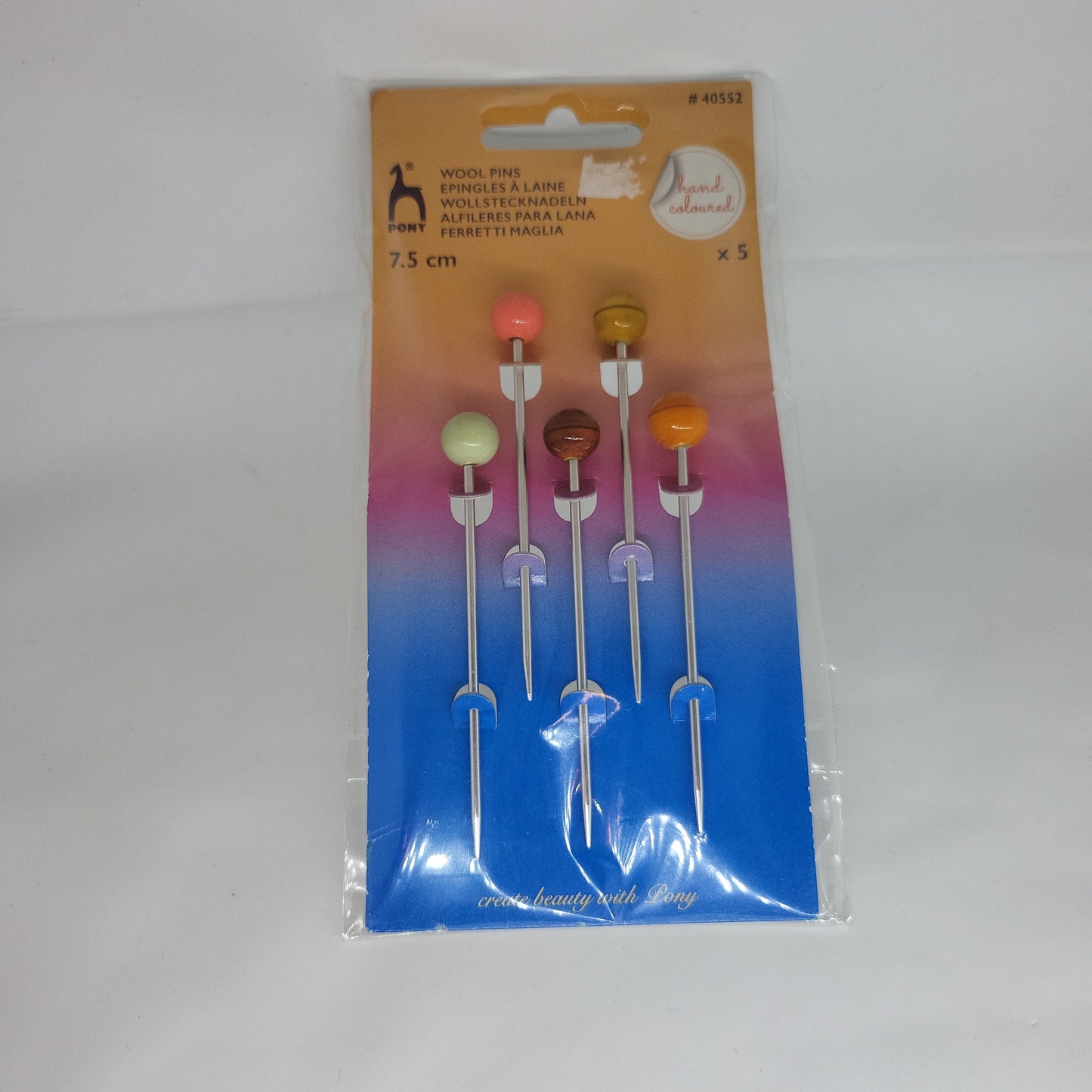Wool Pins: Wooden Knobs: Hand Coloured: 7.5cm
