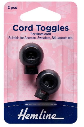 Cord Toggles: 6mm: 2 Pieces