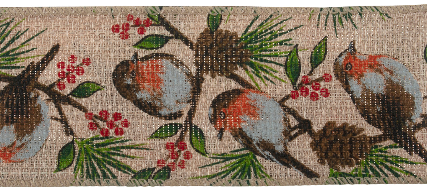 Christmas Premium Wire Edge Ribbon: Traditional Robin: 1 Metre