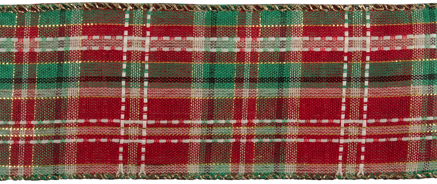 Christmas Premium Wire Edge Ribbon: Festive Tartan: 1 Metre