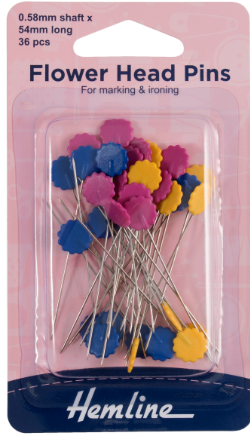 Pins: Flower/Flat Head: 54mm: Nickel: 36 Pieces