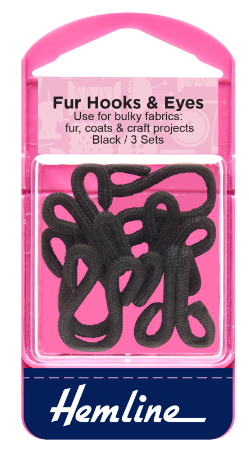 Fur Hooks and Eyes: Black: Size 3
