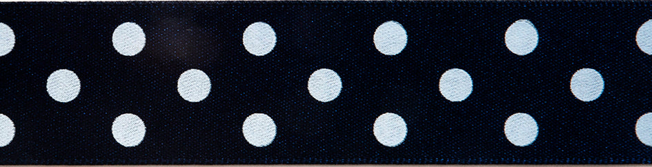 Ribbon: Polka Dot: Navy: 1 Metre