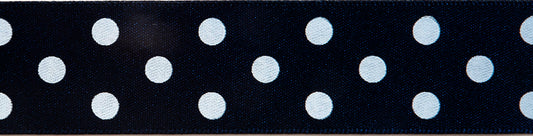 Ribbon: Polka Dot: Navy: 1 Metre