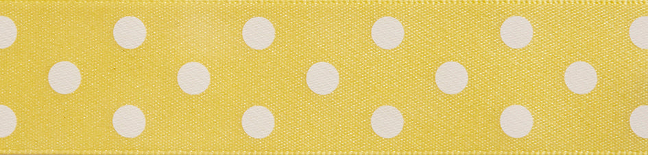 Ribbon: Polka Dot: Lemon: 1 Metre