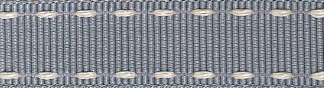 Ribbon: Stitched Grosgrain: 15mm: Silver Grey and Ivory: 1 Metre