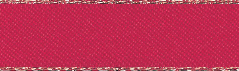 Ribbon: Metallic Edge Satin: Gold: Red: 1 Metre