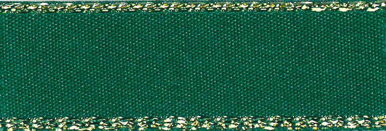 Ribbon: Metallic Edge Satin: Gold: Forest: 1 Metre