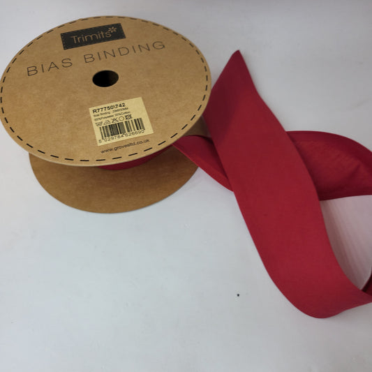 Trim: Bias Binding: Polycotton: Scarlet: 1 Metre