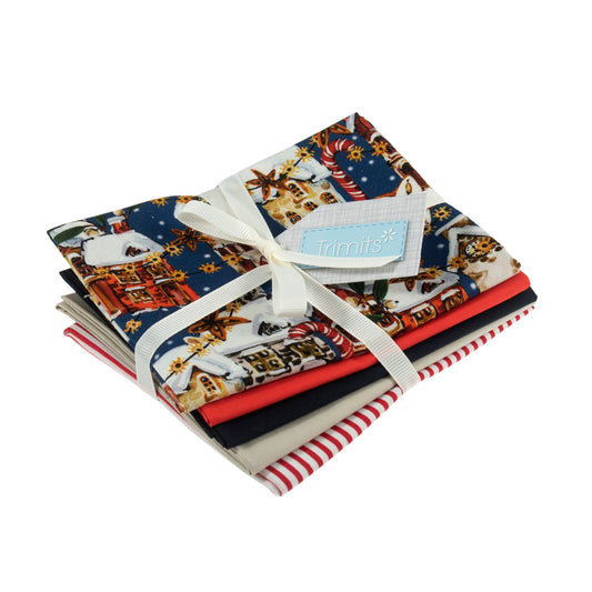 Fat Quarters: Navy Street Scene: Bundle of 5