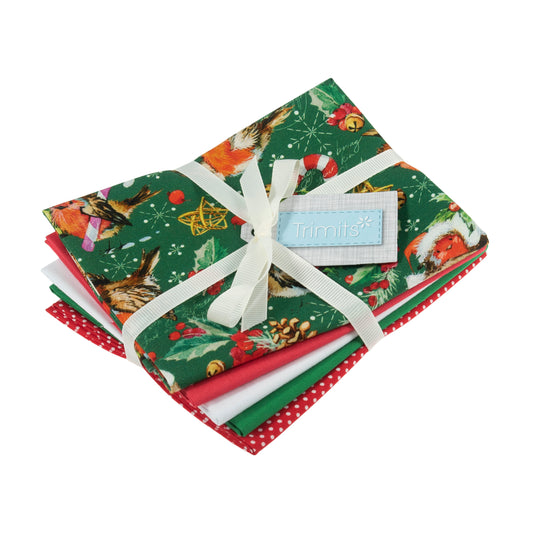 Fat Quarters: Green Robins: Bundle of 5