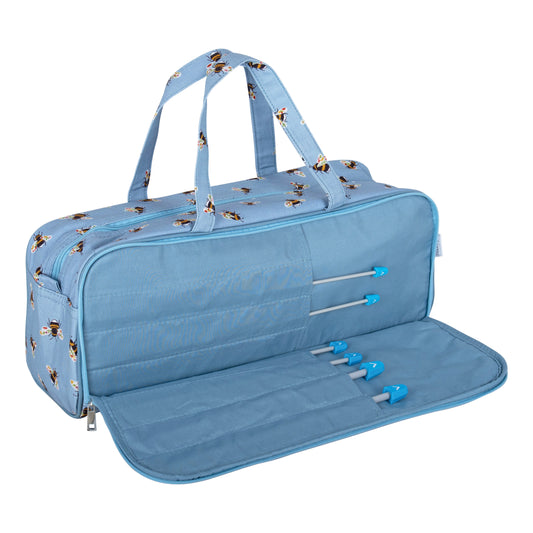 Knitting Bag with Pin Case: Blue Bee