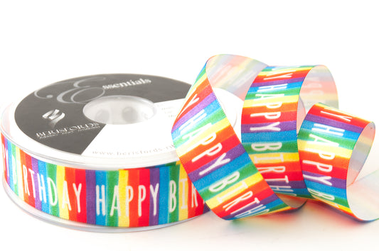 Ribbon: Birthday Stripe: 1 Metre