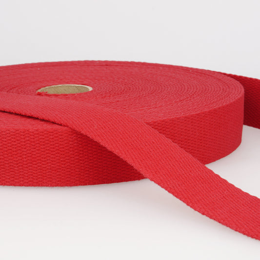 Trim: Webbing: Cotton: 30mm: Red: 1 Metre