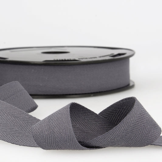 Trim: Twill Tape: Cotton: 14mm: Grey Black