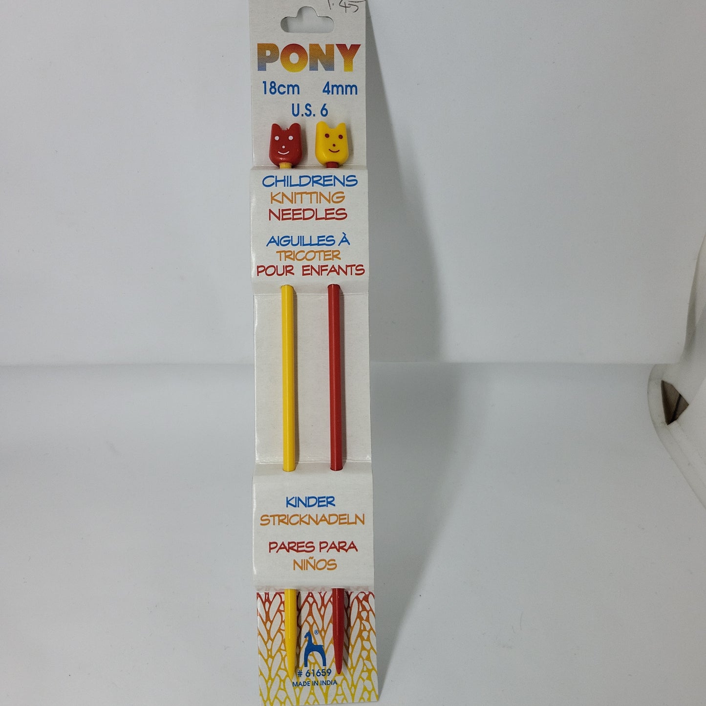 Knitting Pins: Single-Ended: Plastic: Coloured: Children's: 18cm x 4.00mm