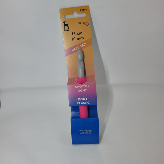 Crochet Hook: Plastic: Easy Grip Handle with Finger Flat: 15cm x 10.00mm