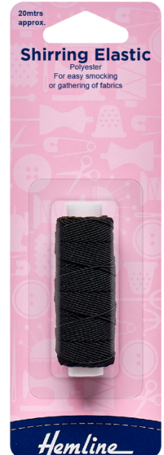 Shirring Elastic: 20m x 0.75mm: Black