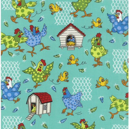 Farm Fun Chickens Fabric - 1 Metres