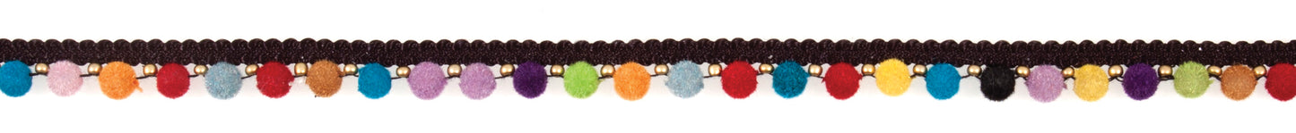 Trim: Pom Pom Bead: 12mm: Multi: 1 Metre