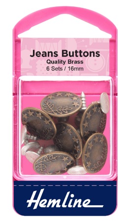 Jeans Buttons: 16mm: Bronze: 6 Sets