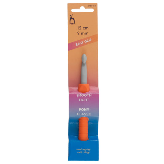 Crochet Hook: Plastic: Easy Grip Handle with Finger Flat: 15cm x 9.00mm