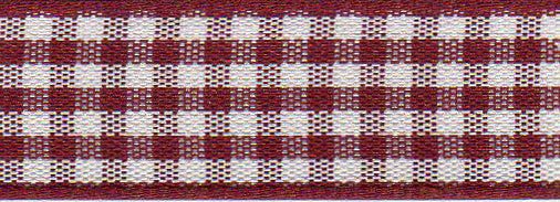 Ribbon: Gingham: Burgundy: 1 Metre