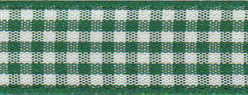 Ribbon: Gingham: Hunter Green: 1 Metre