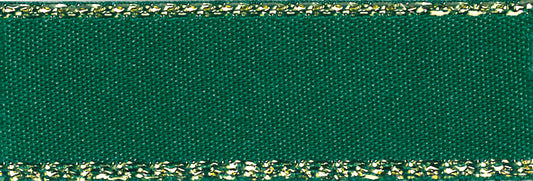 Ribbon: Metallic Edge Satin: Gold: Forest: 1 Metre