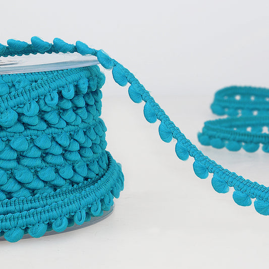 Trim: Pom Pom: Turquoise Blue: 1 Metre