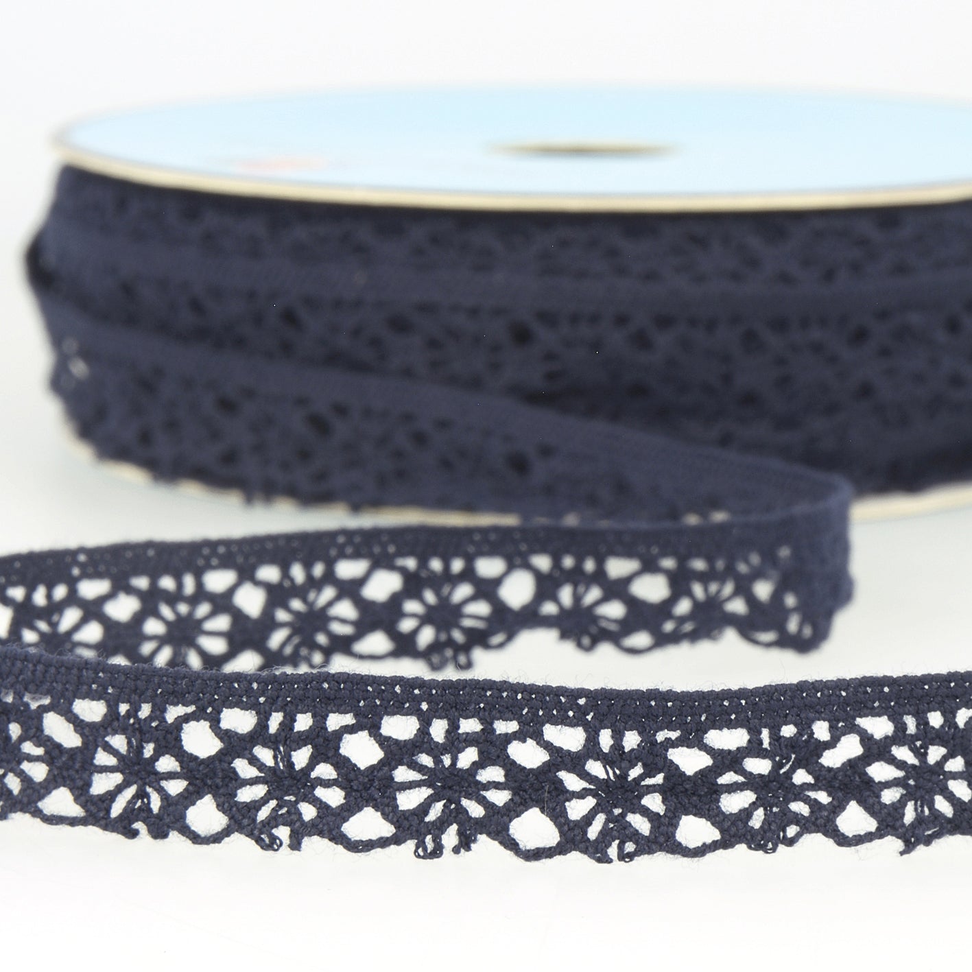 Trim: Lace: Polyester: Dark Navy Blue: 1 Metre