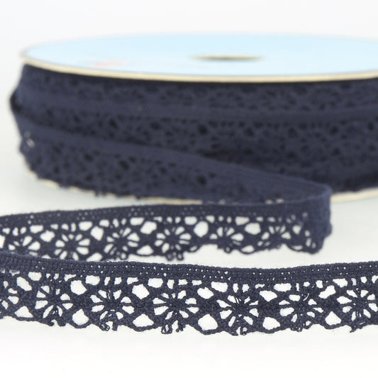 Trim: Lace: Polyester: Dark Navy Blue: 1 Metre