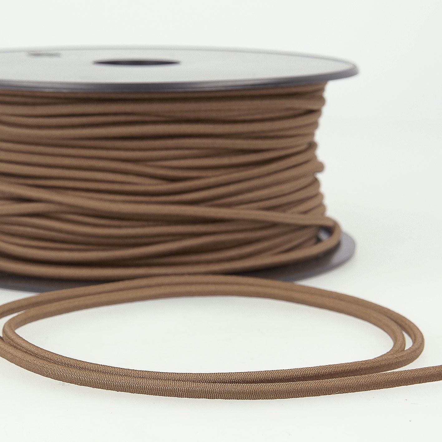 Trim: Elastic: Round: Rayon: Chocolate Brown