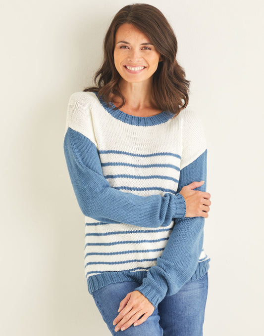 Knitting Pattern Breton Sweater In SIRDAR NO 1 DK